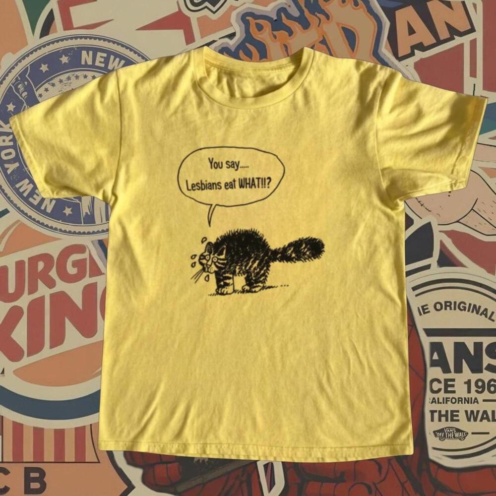 Yellow 90S Lesbian Cat Tee